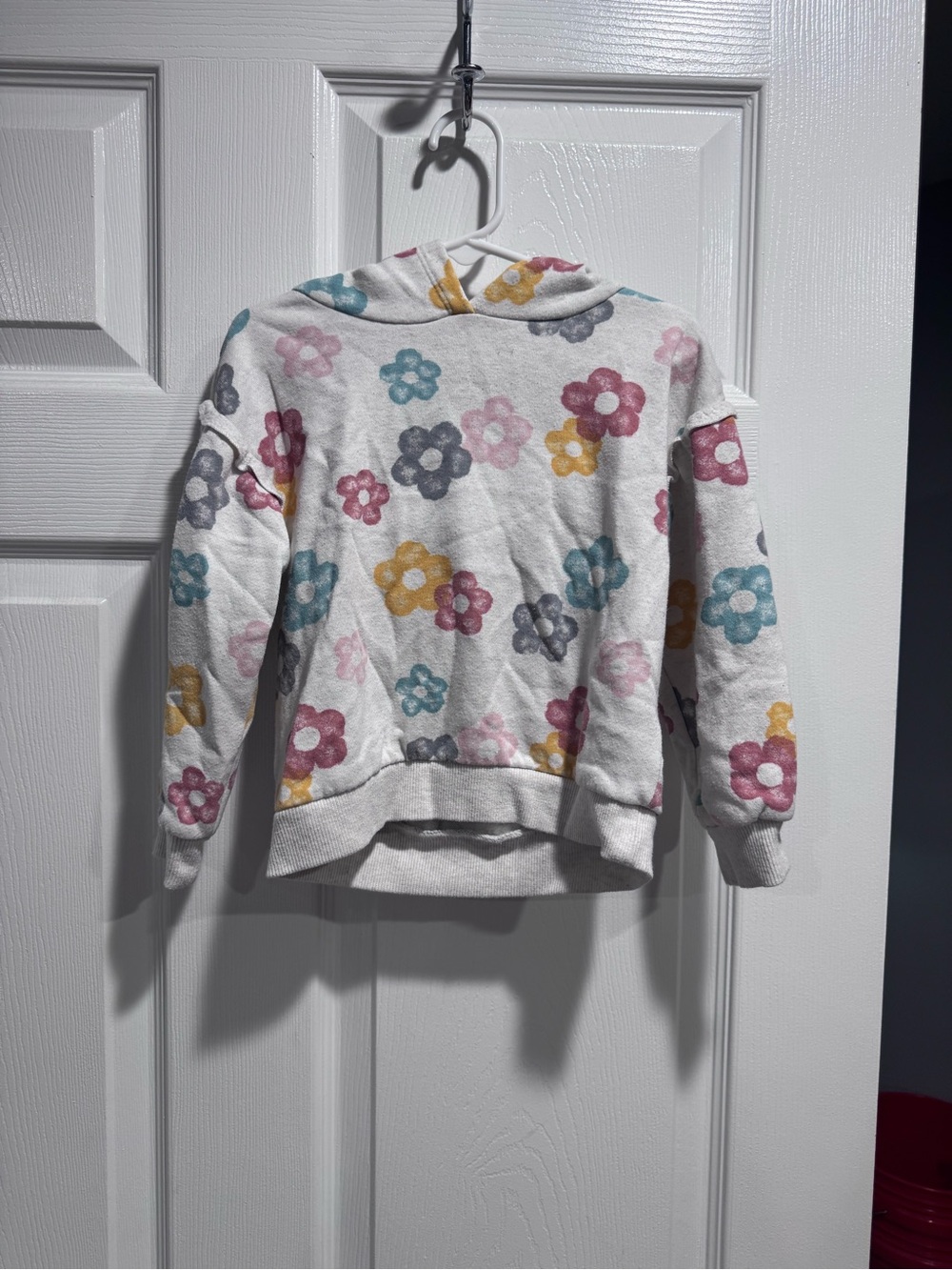 Kids Headquarters Cream Hoodie with Pink, Teal, Mustard, and Gray Floral Print